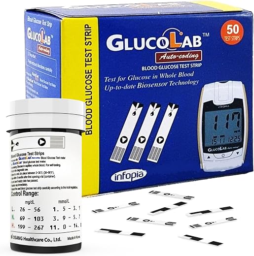 K-life Glucolab blood Glucose Sugar Testing 50 Strips