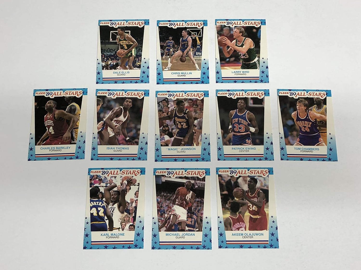 1989-90 Fleer Basketball Sticker Set (1-11) Magic Johnson, Larry Bird, Michael Jordan NRMT/MT