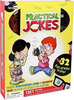 SpiceBox Prank Toys Kit for Kids with Practical Joke Book, Whoopie Cushion, Dinosaur Eggs, Trick Gum, and More, Age Range 8+