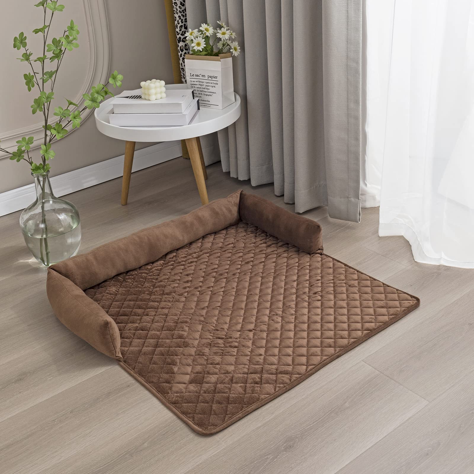 OKYUK Letto per cani, Letto per cani lavabile a mano, Cestino per cani, Coperta per cani, Divano per cani, Copridivano, Super morbido antiscivolo, Cane di taglia grande（75 x120cm,caffe）