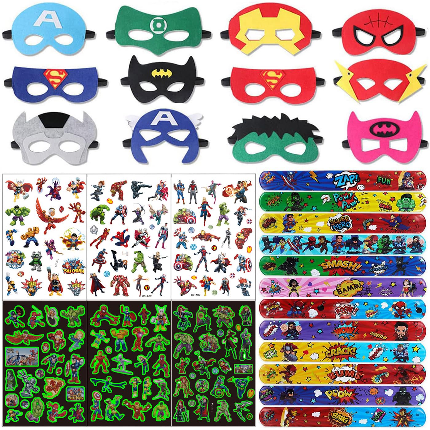 Gioco Bambino 3 Anni Set 6 Mantelli Supereroi Bambini - Costumi Con Maschere E Braccialetti Tatuaggi Supereroi Bambini