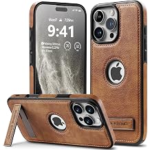 Designed for iPhone 16 Pro Leather Case with Stand, Protection Slim Adjustable Kickstand Phone Cover Compatible with iPhone 16 ProBrown