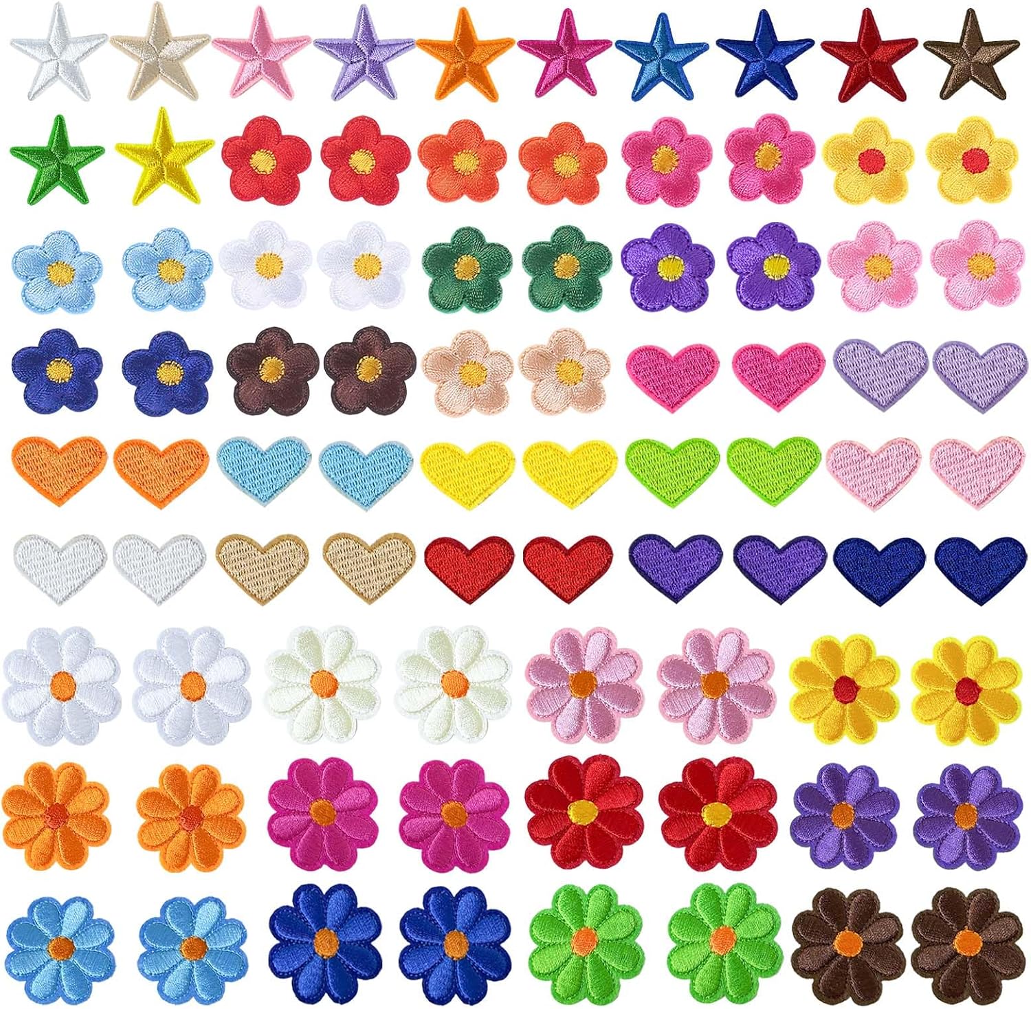 96PCS Colorful Sew Iron On Patches for Clothing 4 Styles