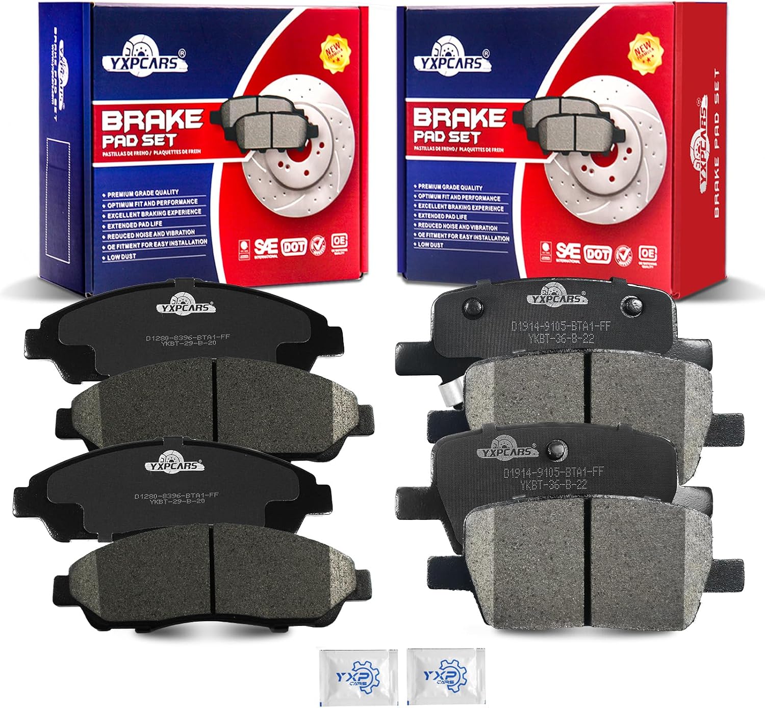 Ceramic Disc Brake Pads Set Front and Rear Replacement for Chevy Blazer 2019-2020/ Traverse 2018-2020, for GMC Acadia 2017-2020, for Buick Enclave 2018-2020 FWD