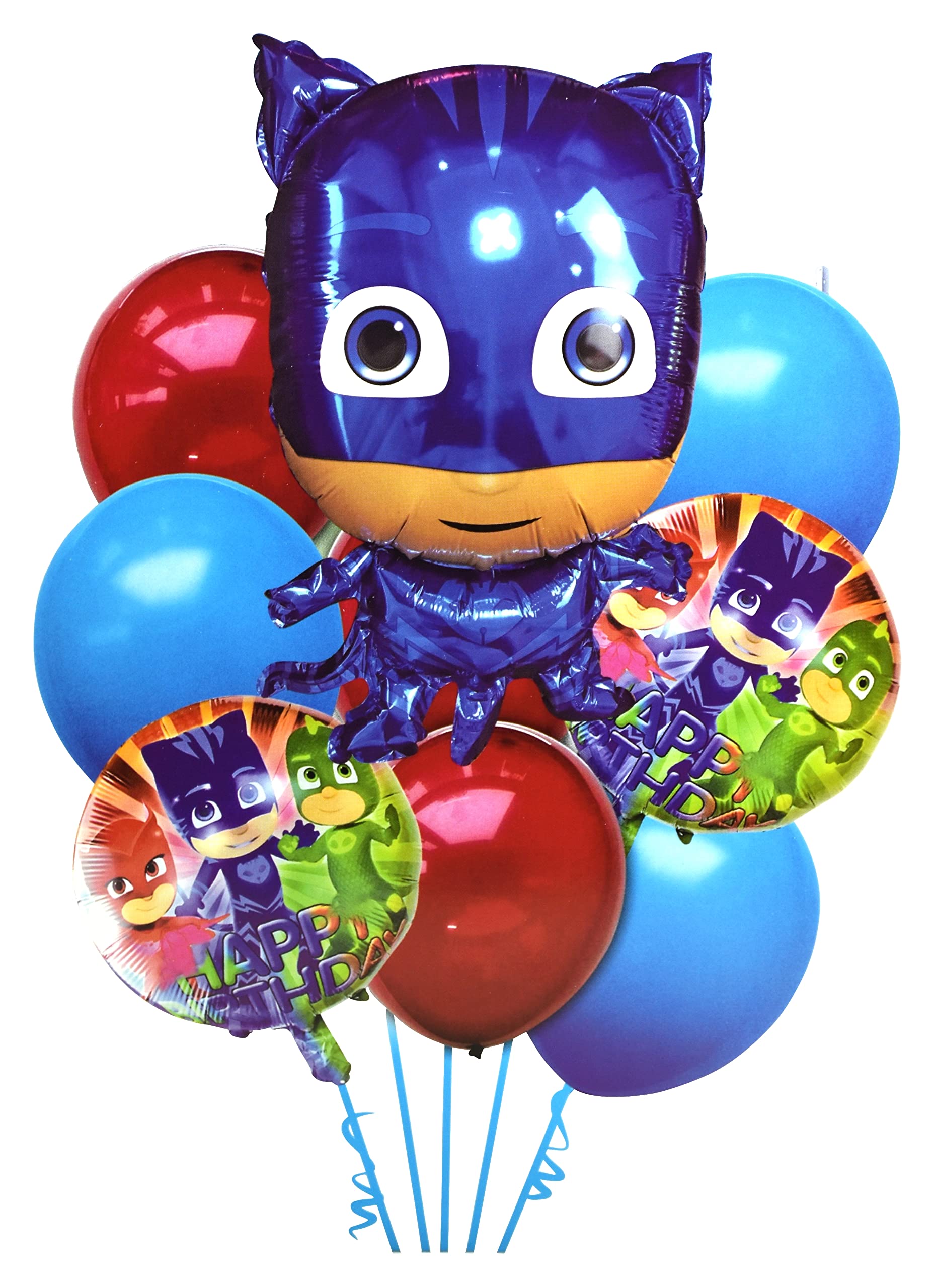 9 pcs PJ Mask Party Decoration Foil Balloon Set - Kids Birthday, Chiller Party, Cartoon balloon for B'day Party /"PJ Masks" Theme Decorative Items/Balloon Bouquet