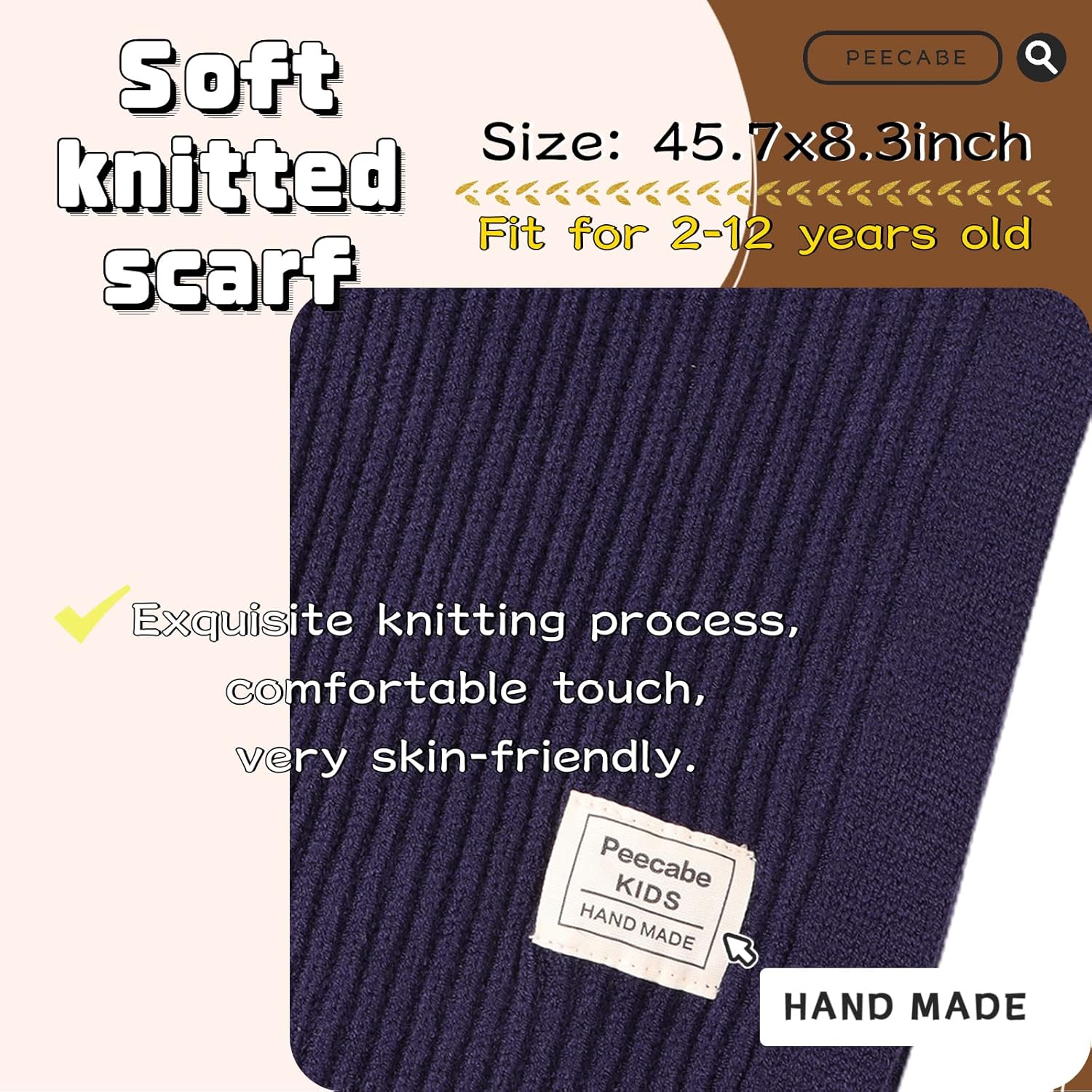 Peecabe Kids Scarf Soft Warm Knit Neck Warmer Winter Classic Scarf for Boys Girls - Image 4