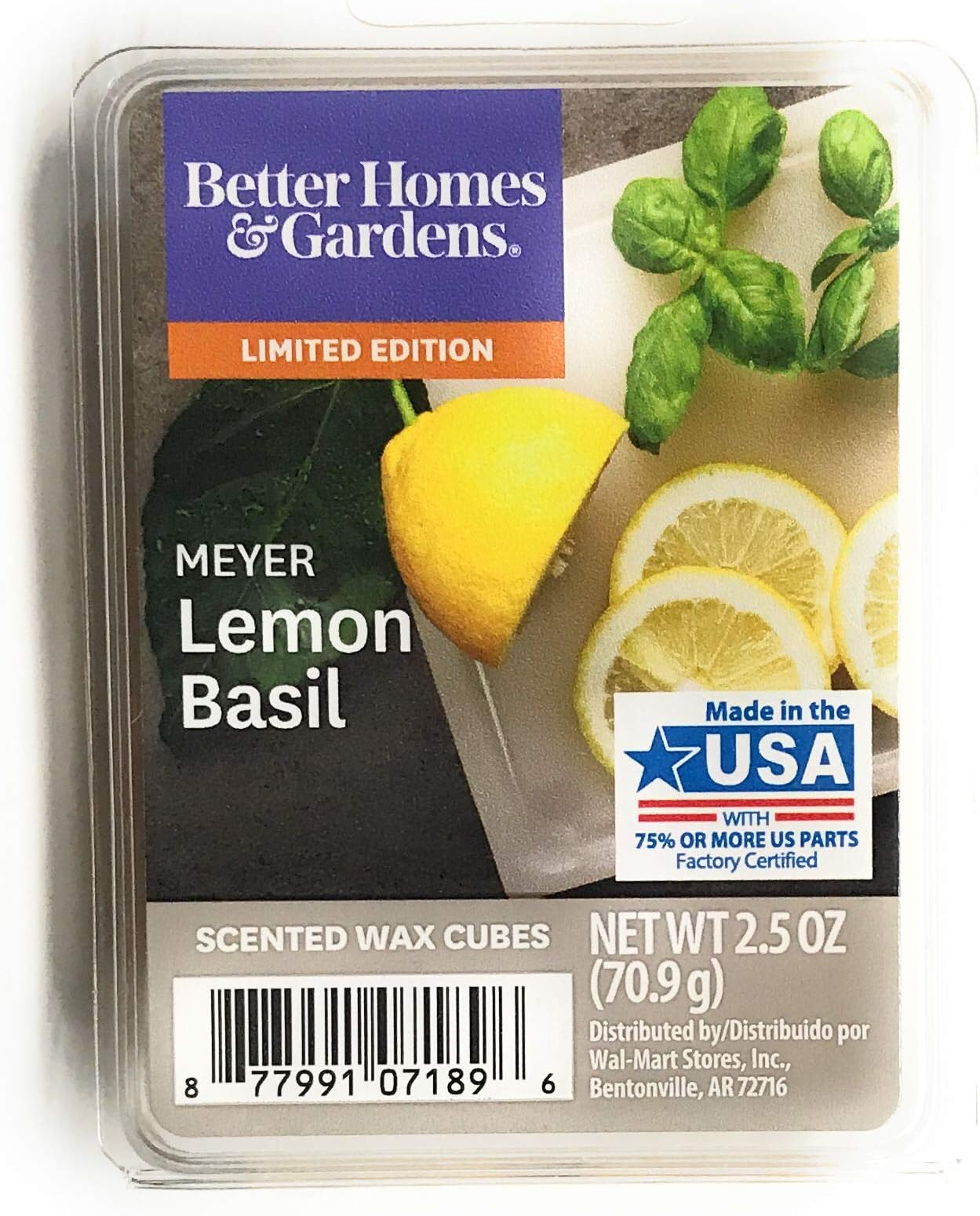 Better Homes and Gardens 2018 Limited Edition Meyer Lemon Basil Wax Cubes