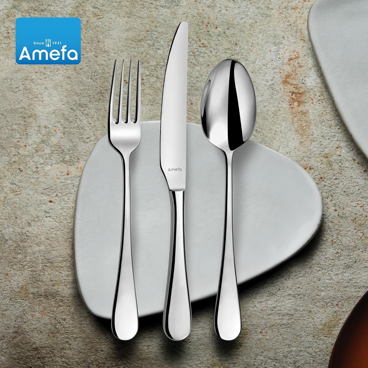Amefa Venus 20-Piece Flatware, Set for 4 – Stainless Steel Silverware, High-Gloss Mirror Finish, Rust-Resistant Cutlery, Dinner Forks, Knives, Spoons, Salad Forks & Teaspoons for Dining & Parties
