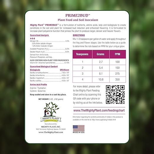 Fertilizante Bloom Booster Prime2Bud Polvo 16 oz para Flores y Frutas miniatura 7