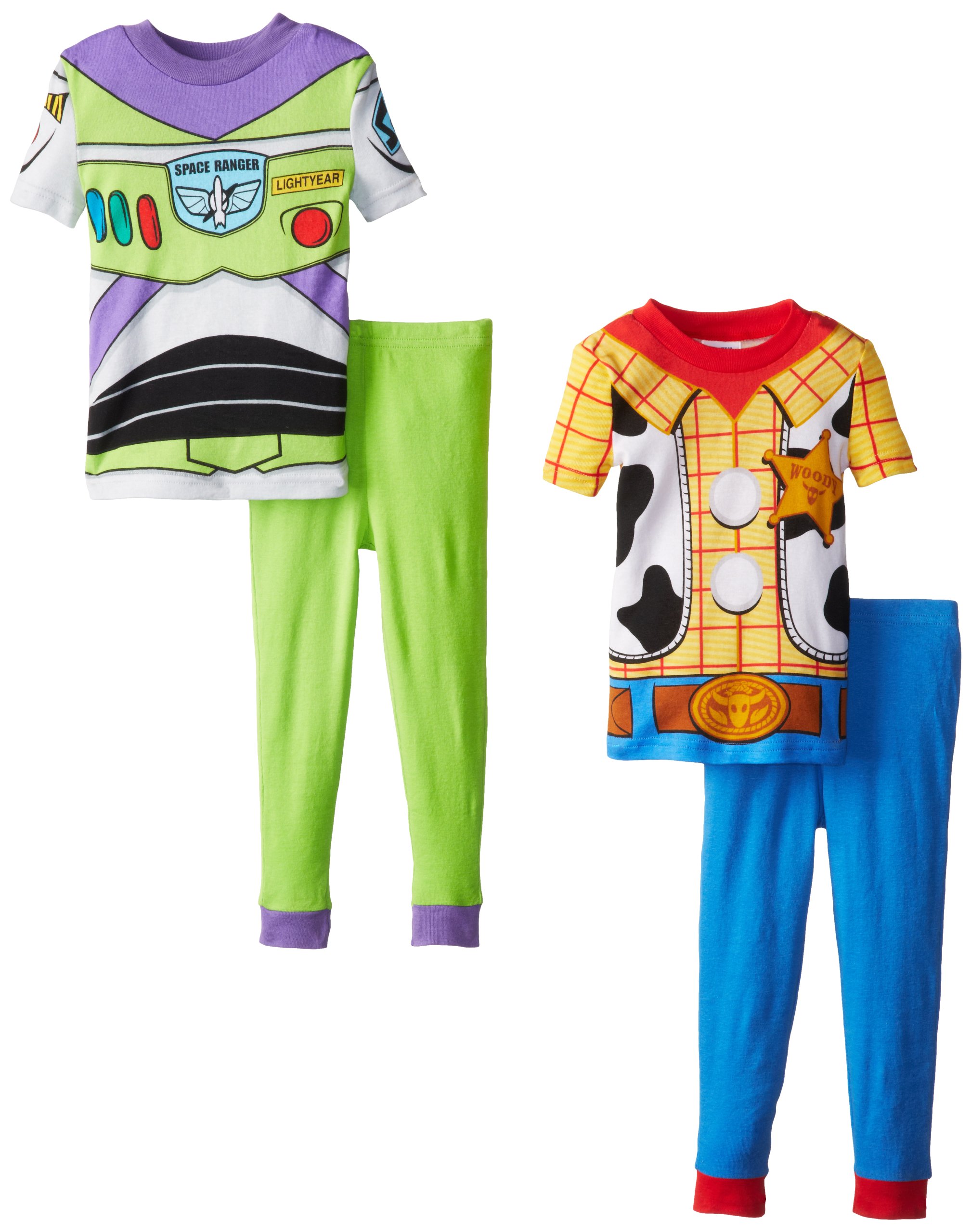 Komar Little Boys' Toy Story Woody and Buzz Four-Piece Cotton Pajama Set