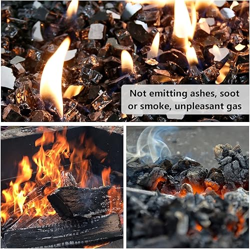 Miniatura 3 de Grisun Vidrio ignífugo para cuenco de fuego, 12 pulgada de alto, 20 libras, brillo reflectante, rocas de vidrio templado para gas natural o propano,