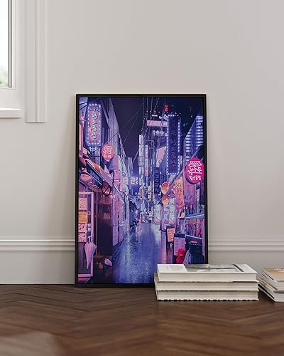 Miniatura 32 de RipGrip - Póster decorativo de estilo moderno (ciudad asiática con luces de neón), para decorar dormitorio o sala, de 12 x 16 pulgadas, sin marco