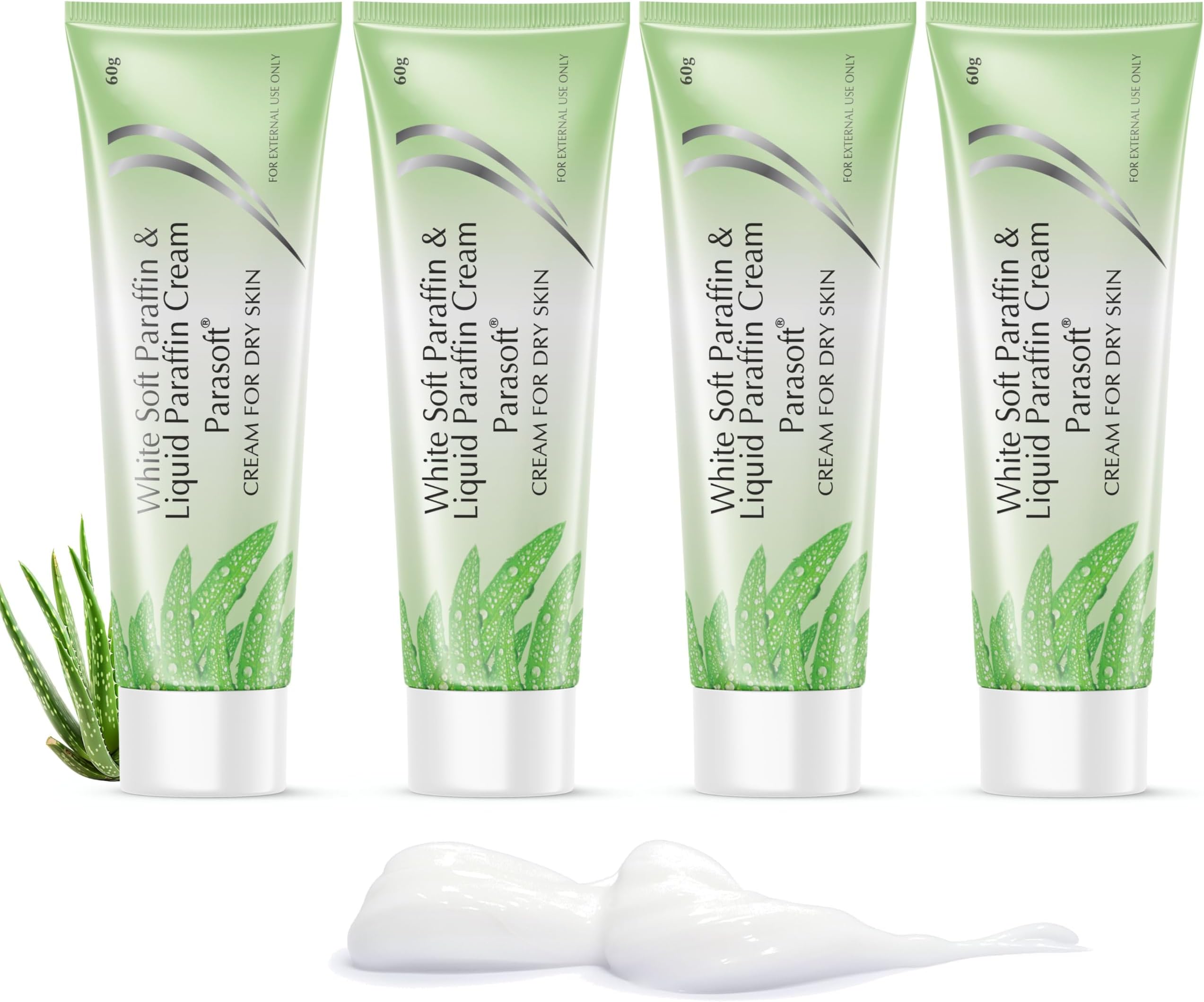 Parasoft Cream for Dry & Dehydrated Skin Intense Moisturizer, Nourishing Cold Cream & Winter Cream Goodness of Aloe vera for both Men & Women - 60GM (Pack of 4)