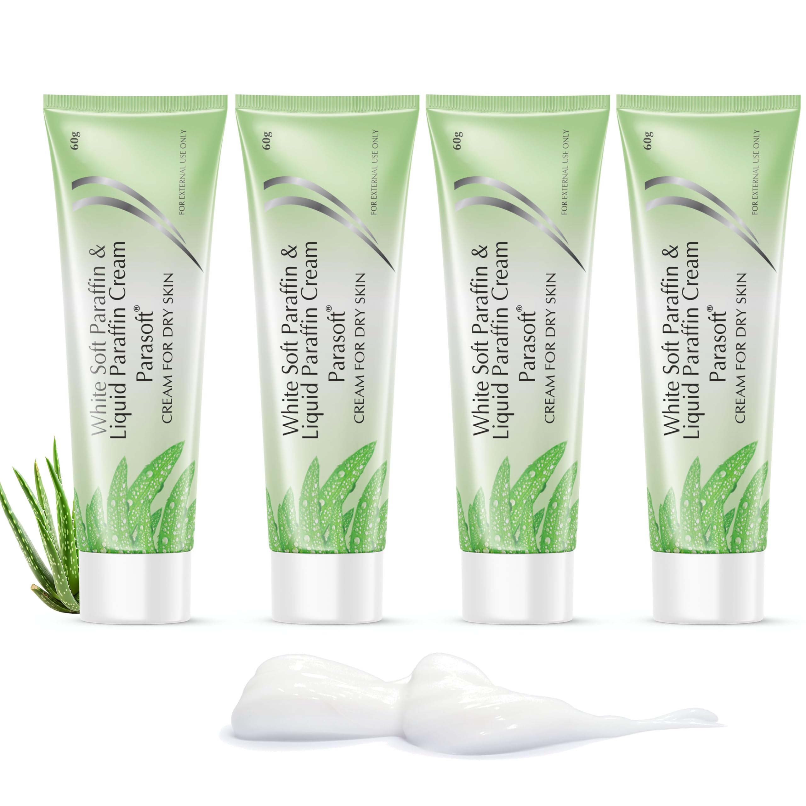 Parasoft Cream for Dry & Dehydrated Skin Intense Moisturizer, Nourishing Cold Cream & Winter Cream Goodness of Aloe vera for both Men & Women - 60GM (Pack of 4)