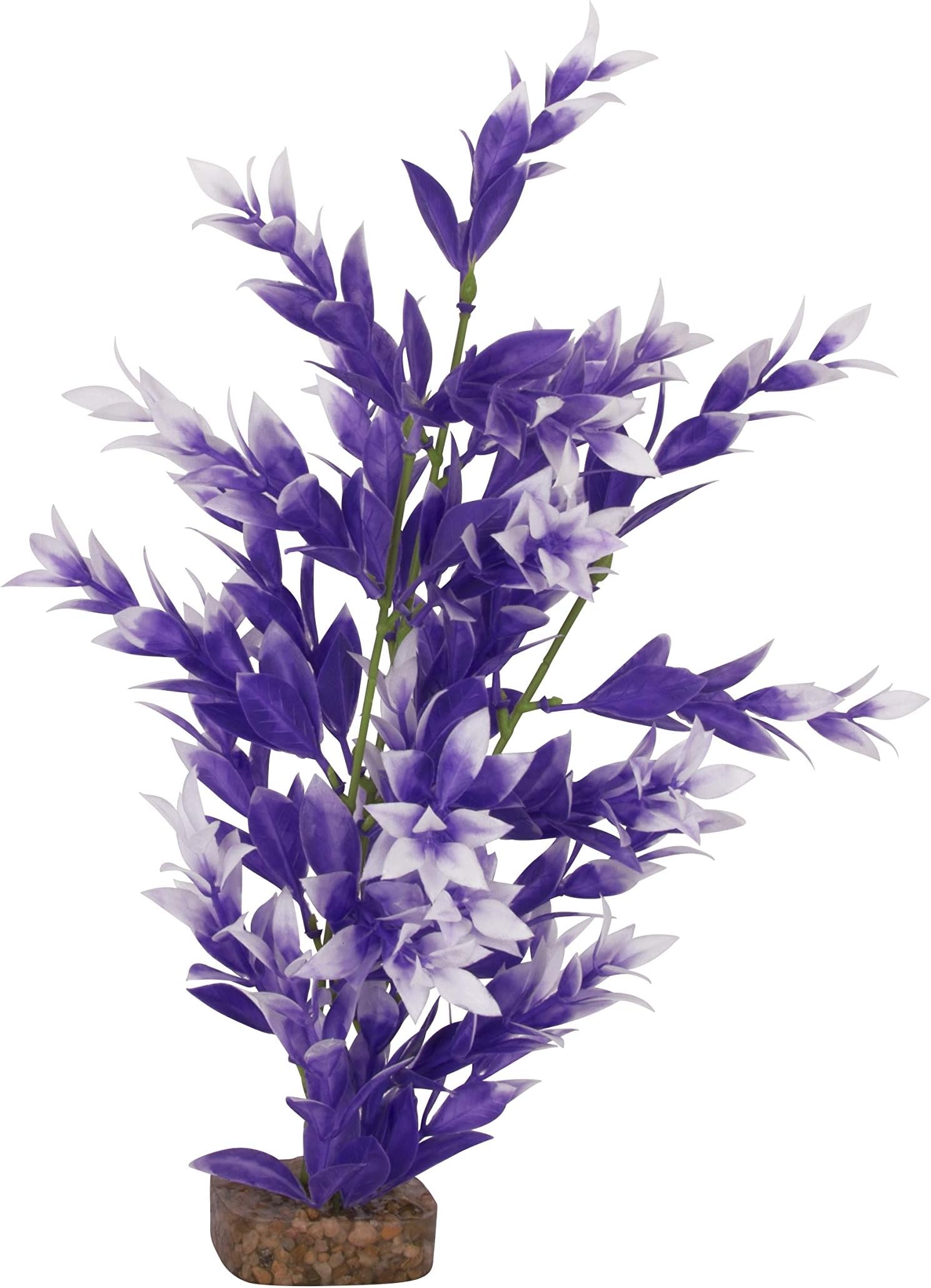 Plant Aquarium Décor, Purple And White Medium, Fluorescent Under Blue LED Light
