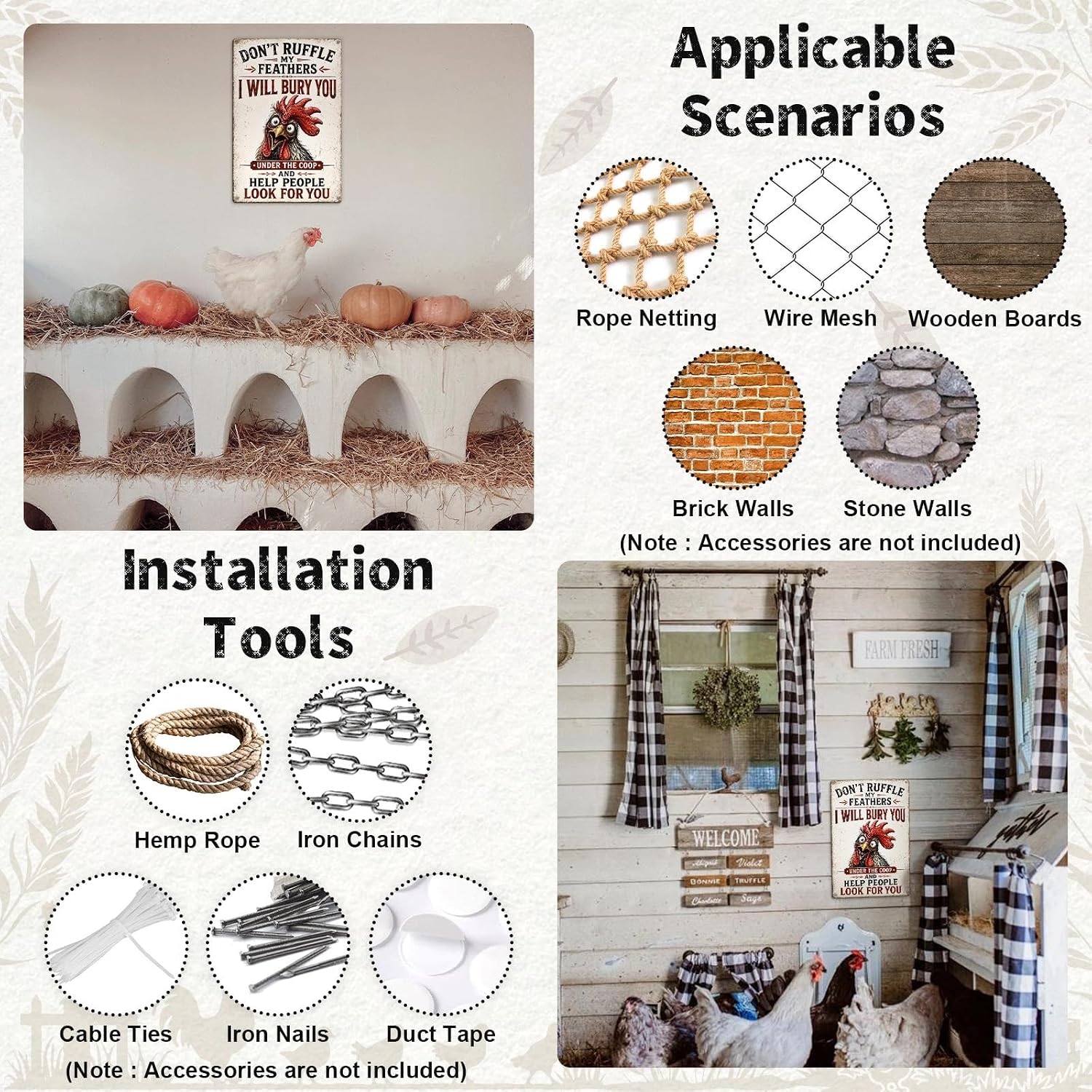 Chicken Coop Accessories Gifts for Women Decor Signs Outside Rooster Stuff image 4