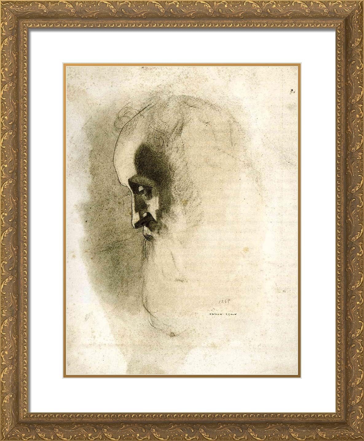 ArtDirect Redon, Odilon 20x24 Gold Ornate Framed Art Print with Double Matting Titled: Rodolphe Bresdin