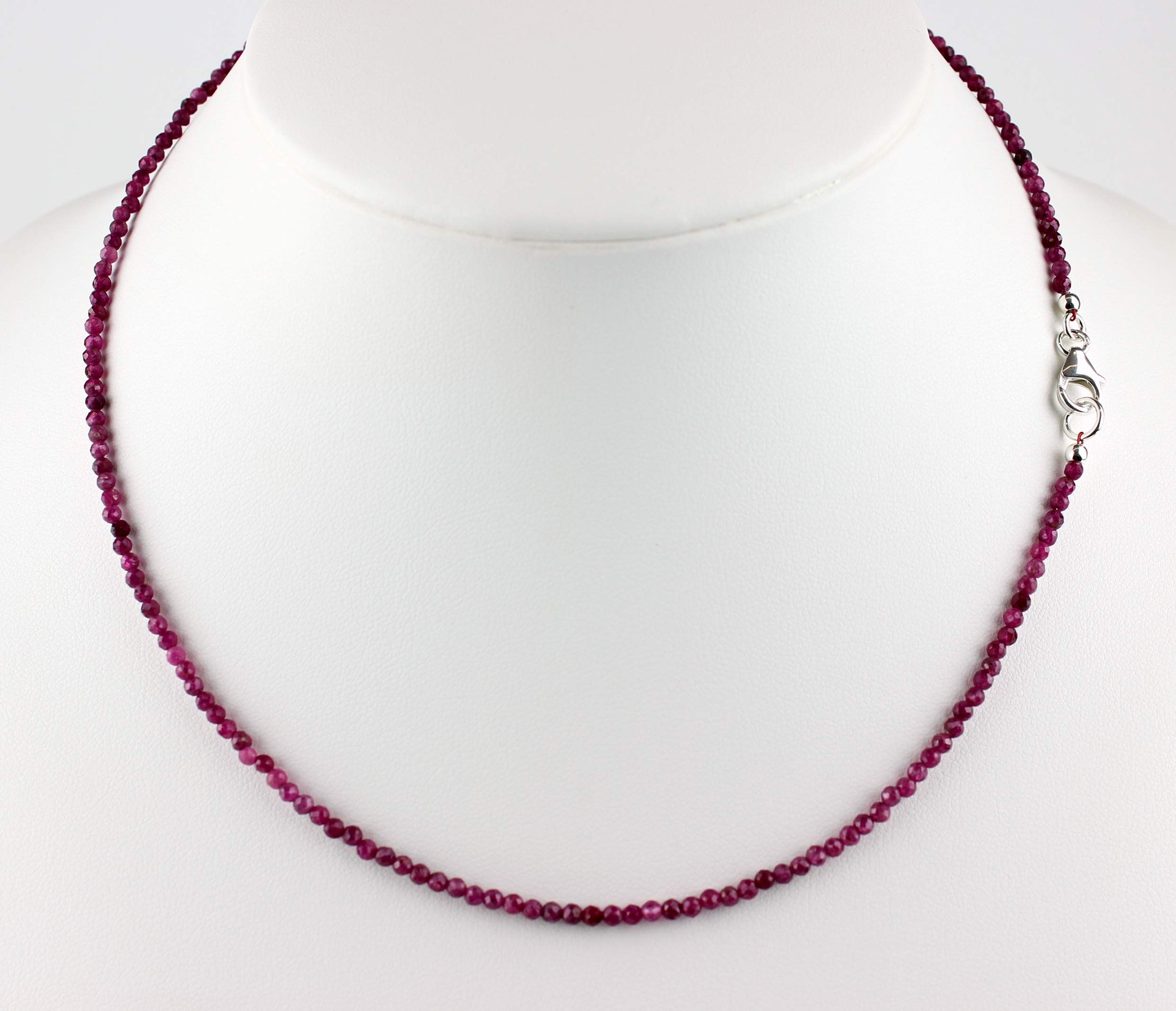 Rubin facettierte Kette feingeschliffen Rot Kugel Collier 45 cm