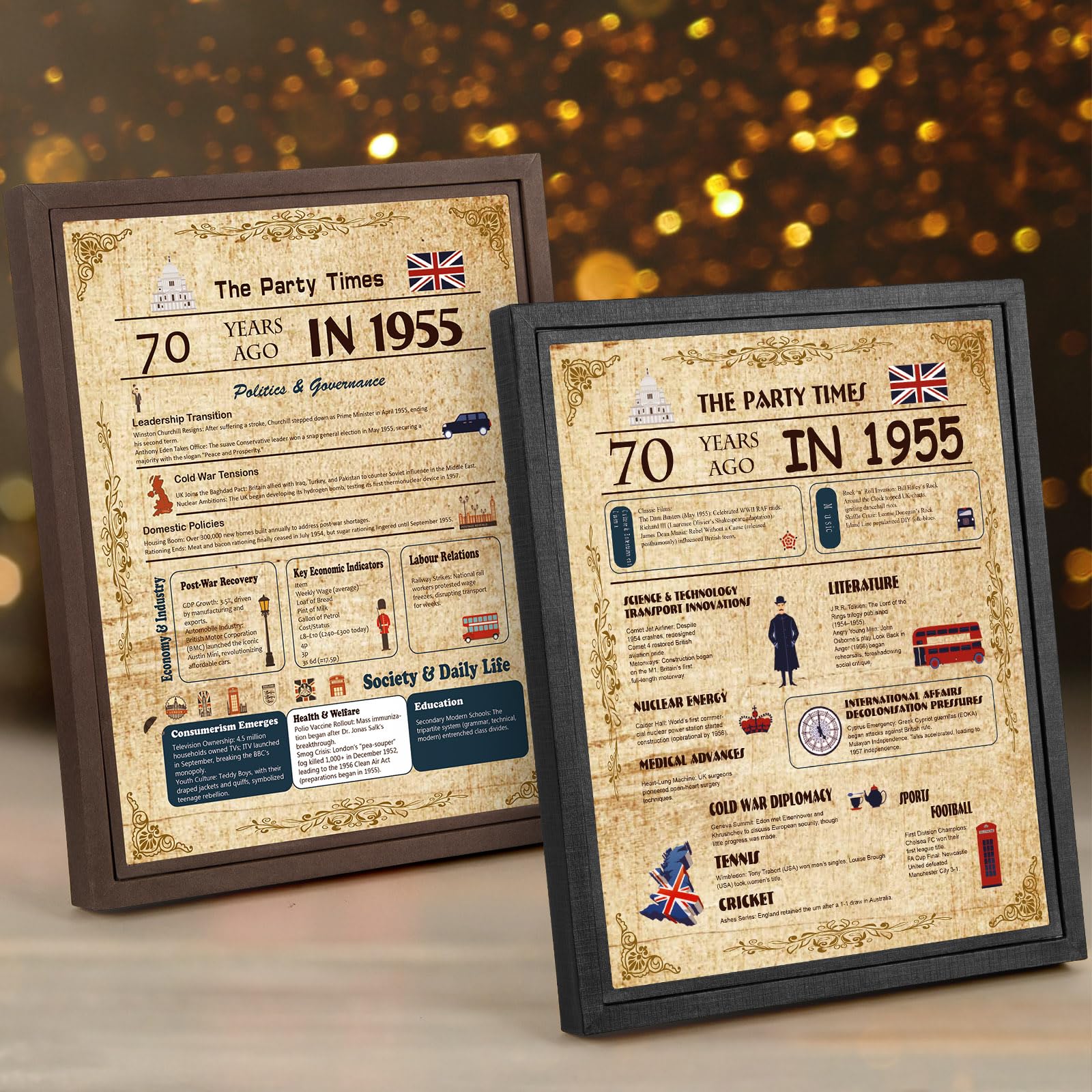 Born in 1946 UK 80th Birthday Gift Set with 3 Vintage Posters – Tri-Fold Birth Year Timeline, Dual-Fold Childhood Memories & Bonus Blank Greeting Card for Personal Messages, Retro Party Decorations — view 17
