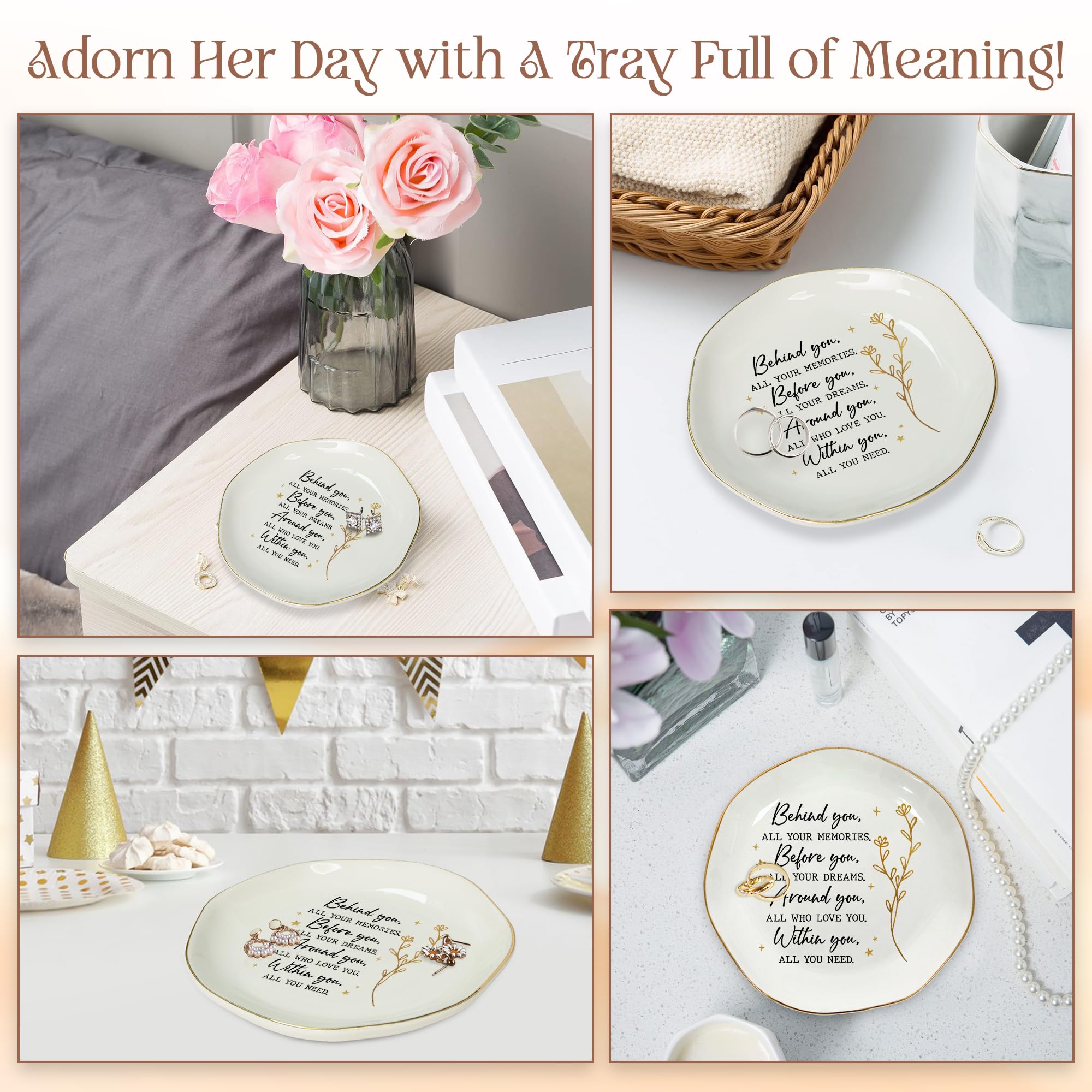 OASSIE 'She Believed She Could' Porcelain Jewelry Dish - 4x4 Inch Graduation Gift For Women - View #2