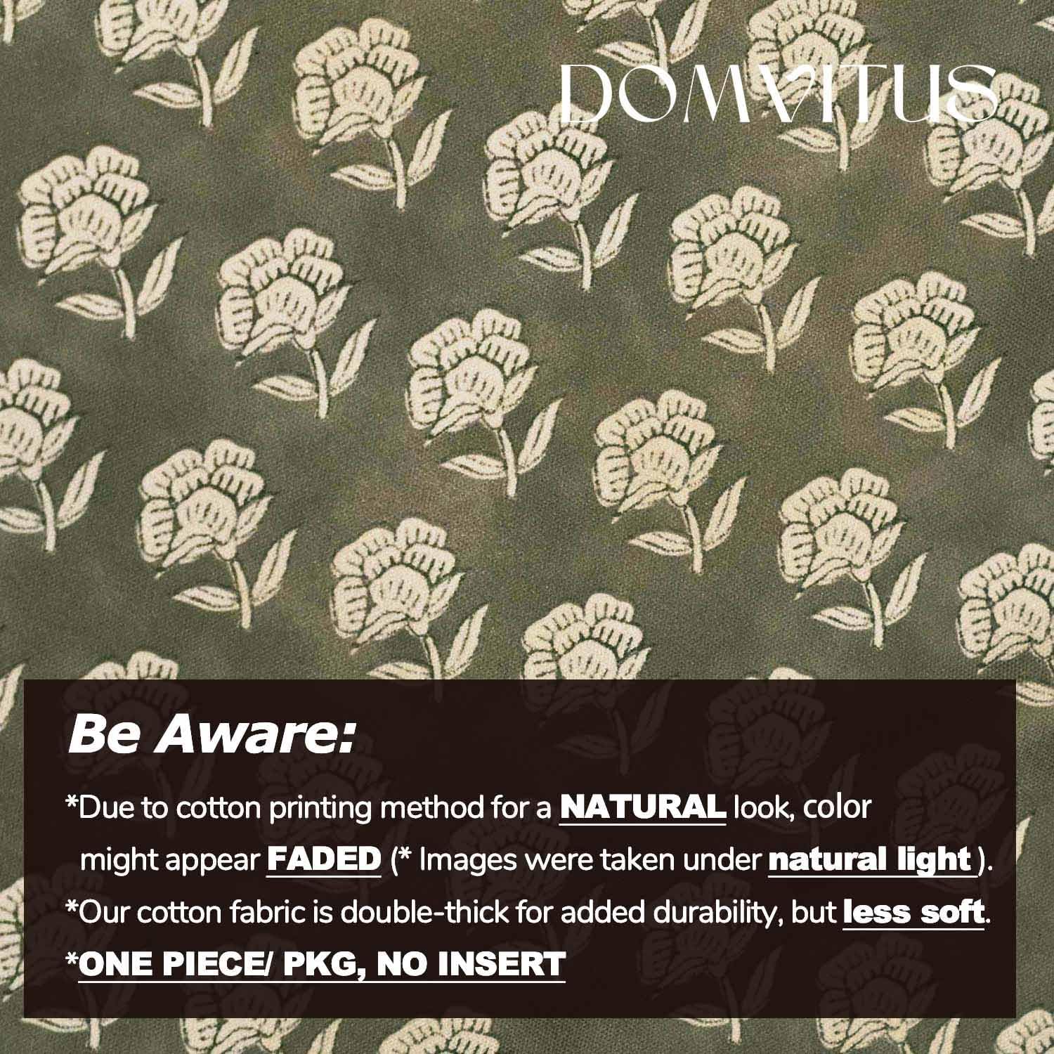 DOMVITUS Floral Pillow Covers 18x18 Throw Pillow Covers Decorative Farmhouse Block Floral Print Vintage Pillow Cover for Living Room Couch Bed, Dusty Green, 1PC - Image 3