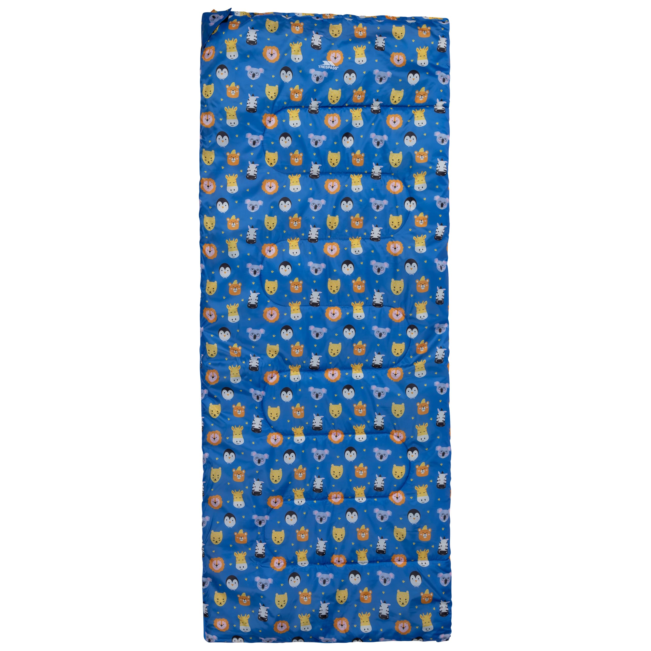 Trespass Kids Sleeping Bag Rested - Rectangular Shape, 3 Season Boys Girls, Animal Print Outdoor Camping Backpacking Sleep Bag, Zip Up, Childrens