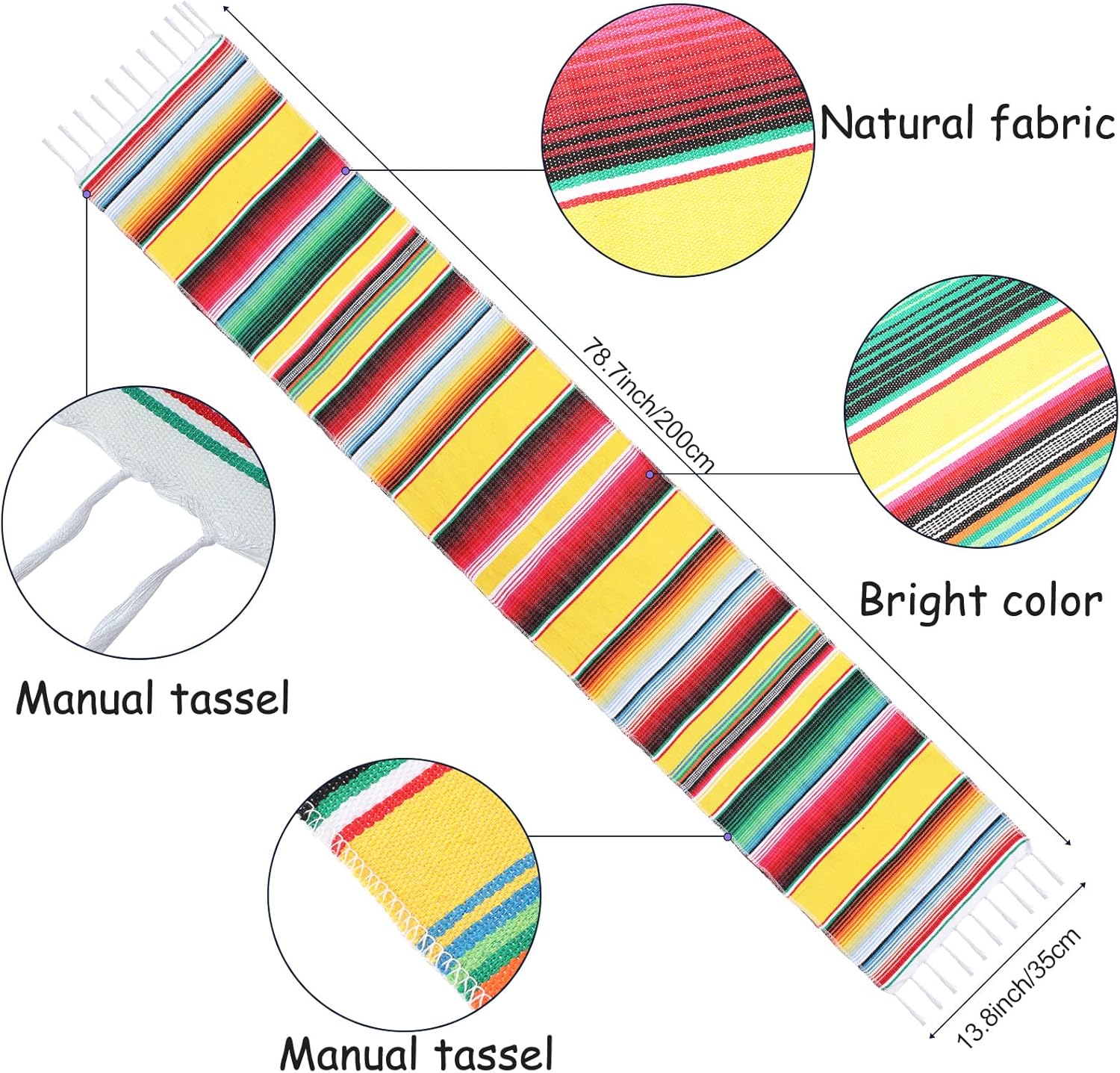 Tatuo 6 Pieces Mexican Table Runner Serape Fiesta Centerpieces Mexican Shawl for Theme Party Decoration Cinco De Mayo Fiesta Birthday Party (Mixed Color)