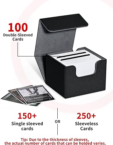 Miniatura 3 de ZLCA Caja de Mazo de Cartas con 2 divisores para tarjetas MTG, caja de almacenamiento horizontal grande para tarjetas que se adapta a más de 150 4