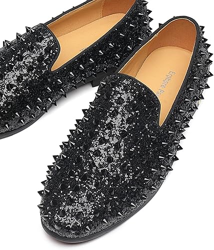 Vista 3 de Mocasines con tachuelas para hombre, remaches, vestido de lujo, para boda, fiesta, baile de graduación