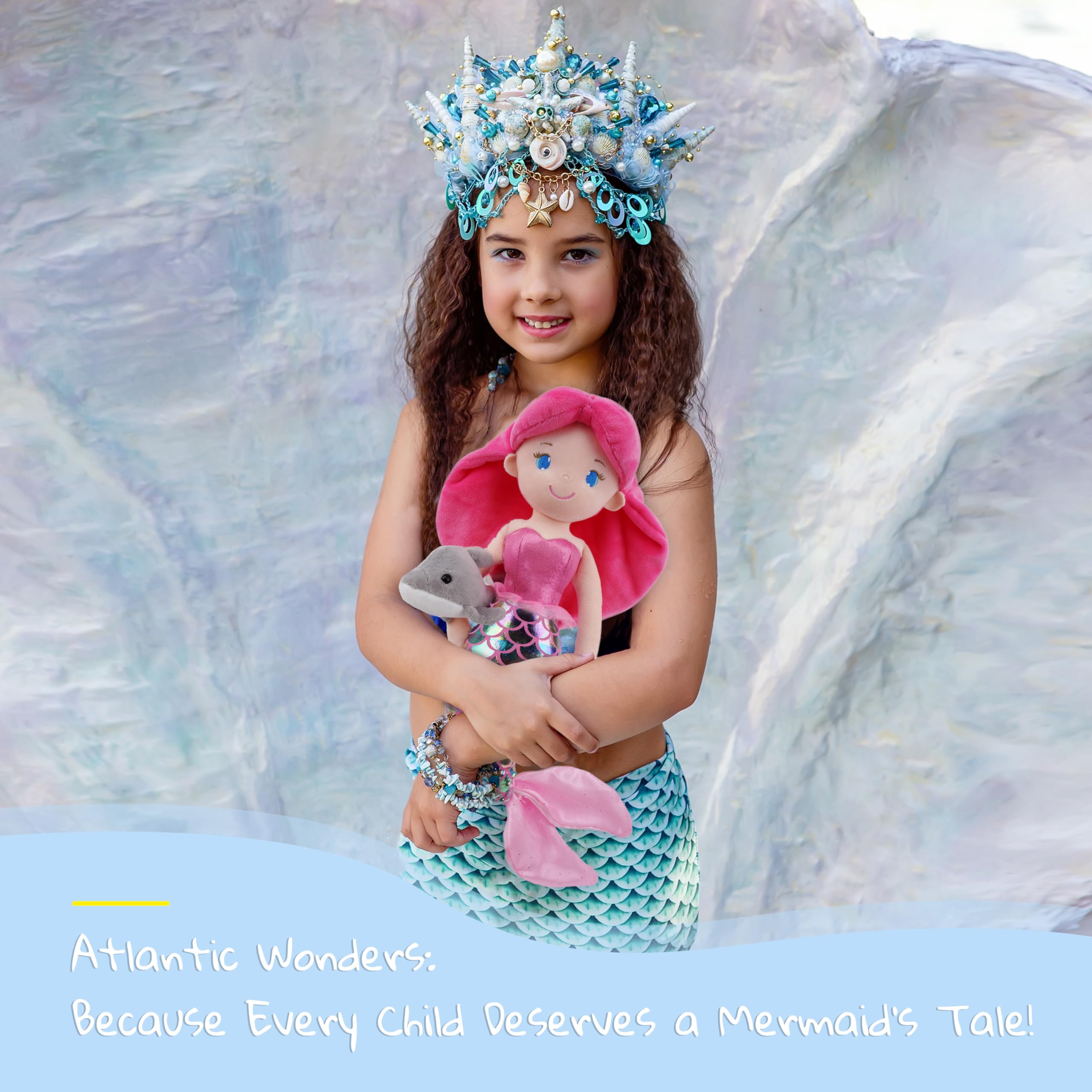 Lullaberry 40cm Atlantic Wonders Mermaid Princess Nerida Oceanwhisper - Soft Plush Stuffed Mermaid Doll Gift for Toddler Girls - Image 3