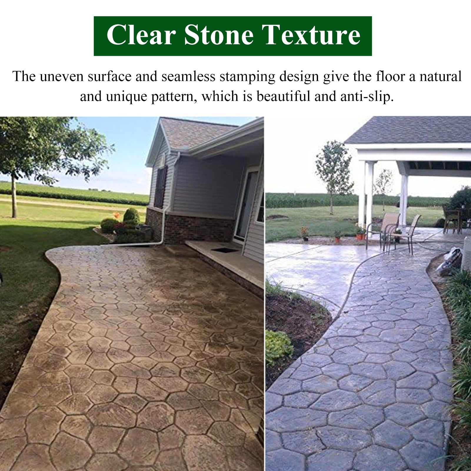 Moldes Hormigón Impreso Moldes para Sellos de Hormigón con Revestimiento de Cemento, Sellos de Hormigón con Patrón de Piedra, Almohadilla de Impresión con Textura de Hormigón para Terrazas/patios/terr