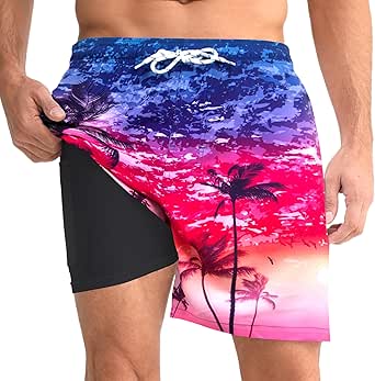 Mens Swimming Trunks With Liner Tucann Men's Trunks 7" Compression Liner Quick Dry Zipper Pocket Beach Shorts For Men