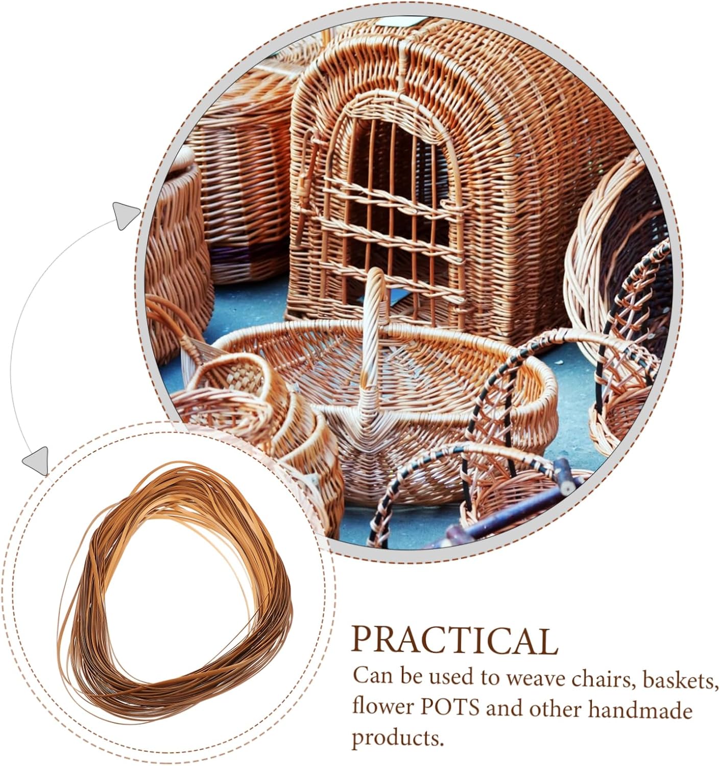 Golden Plastic Cane Strips Roll for Furniture Rattan Weaving DIY Crafts