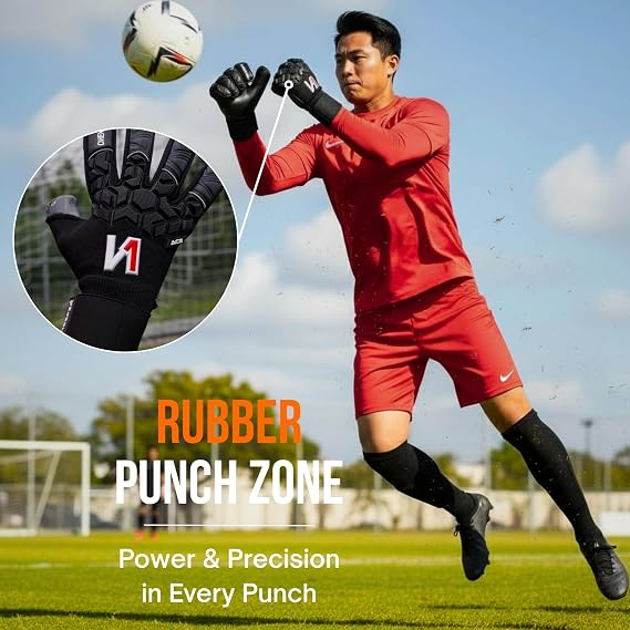 ONEKEEPER ACE Goalkeeper Gloves, No Finger Protection 3.5mm Pro Latex, Tight/Balanced Fit, Soccer Goalie Kids/Adult