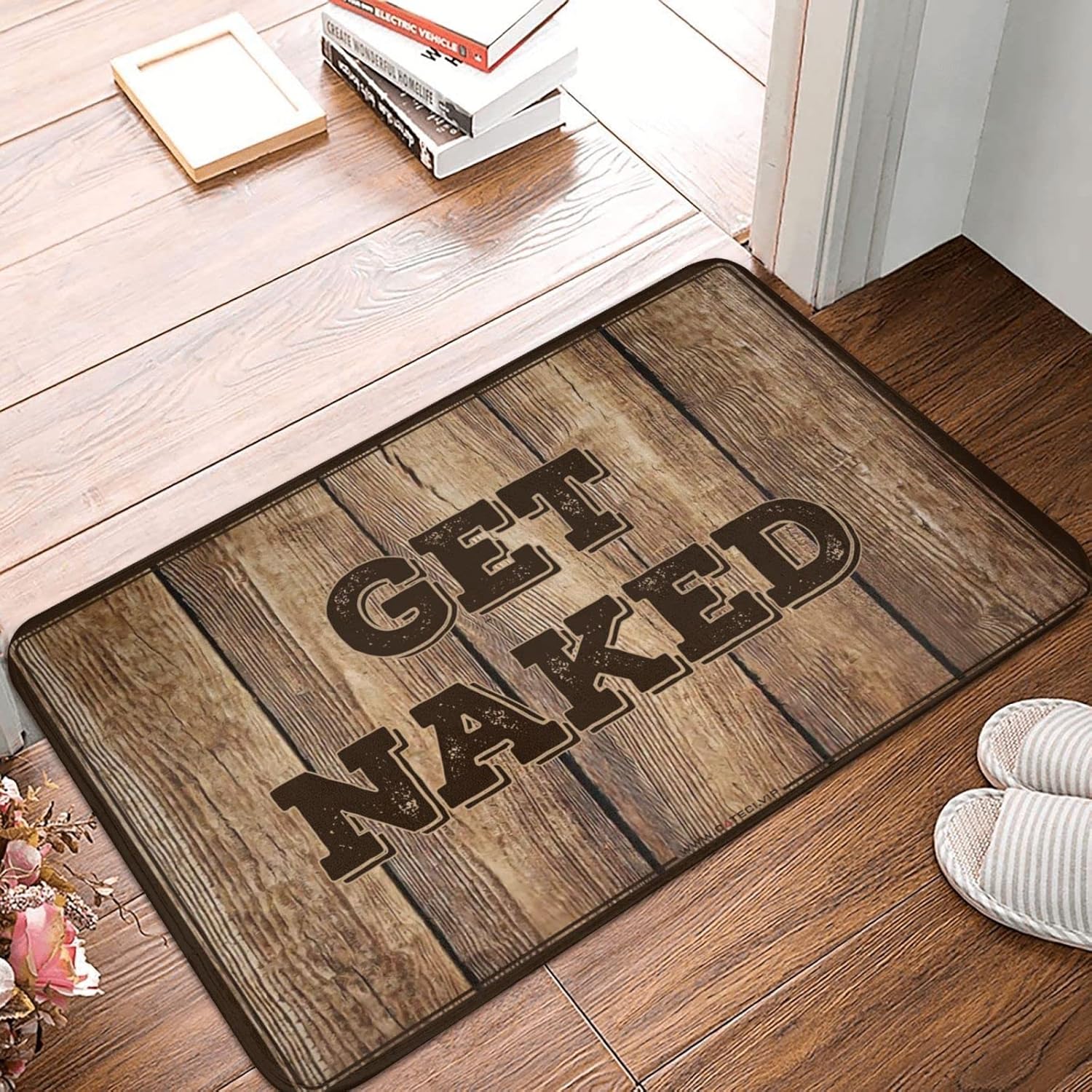 Outdoor Fall Mats for Front Door Get Naked Rug Anti Slip Mat Welcome-Ish Front Door Sign (Size : 50X80CM)