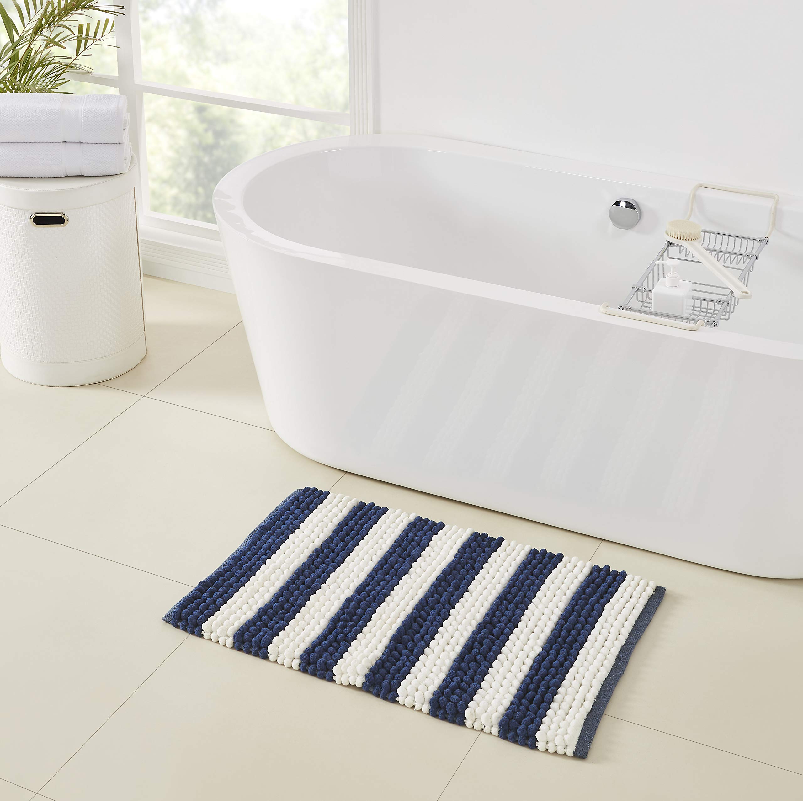 Refinery29 |Jagger Diamond Tufted Ultra-Soft Chenille Cotton Bath Rug 21"X 34" Purple