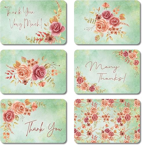 24 tarjetas de agradecimiento florales con sobres para bodas, despedidas de soltera, baby showers, cumpleaños y eventos especiales para todas las