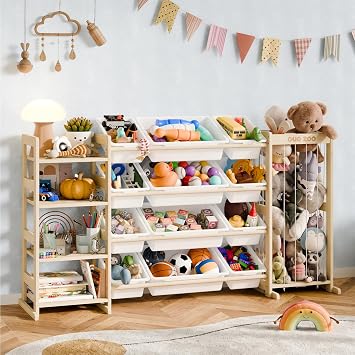 Large Kids Toy Storage Organizer with 12 Plastic Bins, 59 inch