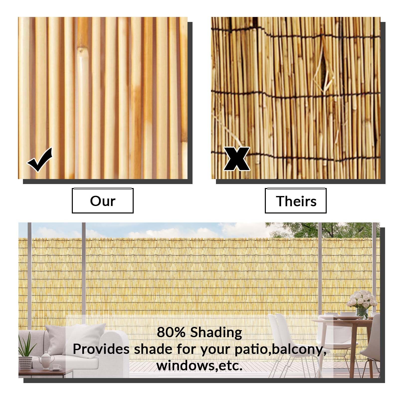 Rollo de valla de bambú para borde de jardín, estilo tropical, para balcón, patio trasero, patio, aislamiento térmico, línea negra natural, decoración respetuosa con el medio ambiente