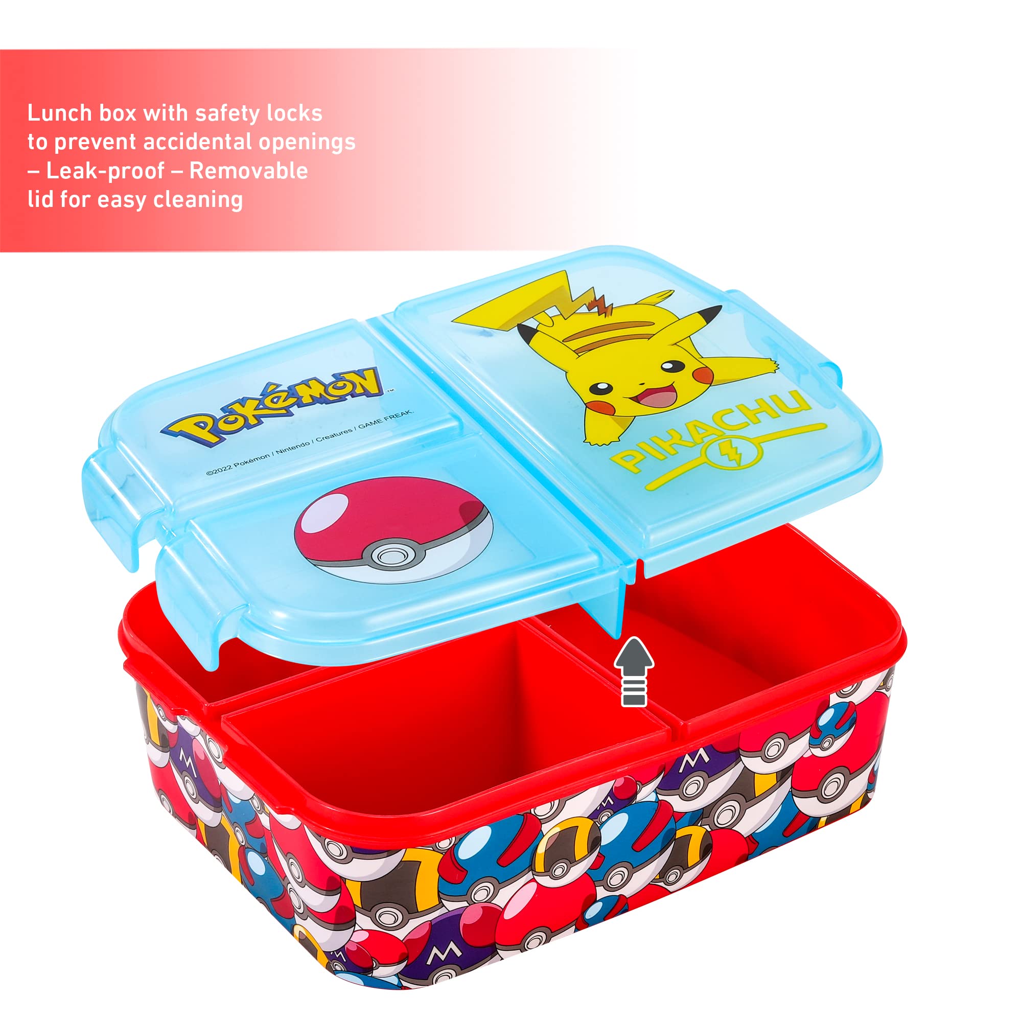 Stor Porta Sandwich Pokemon XL Multi-scomparto - 18x12x7 Cm, Con Personaggi, Per Pranzo A Scuola - 3