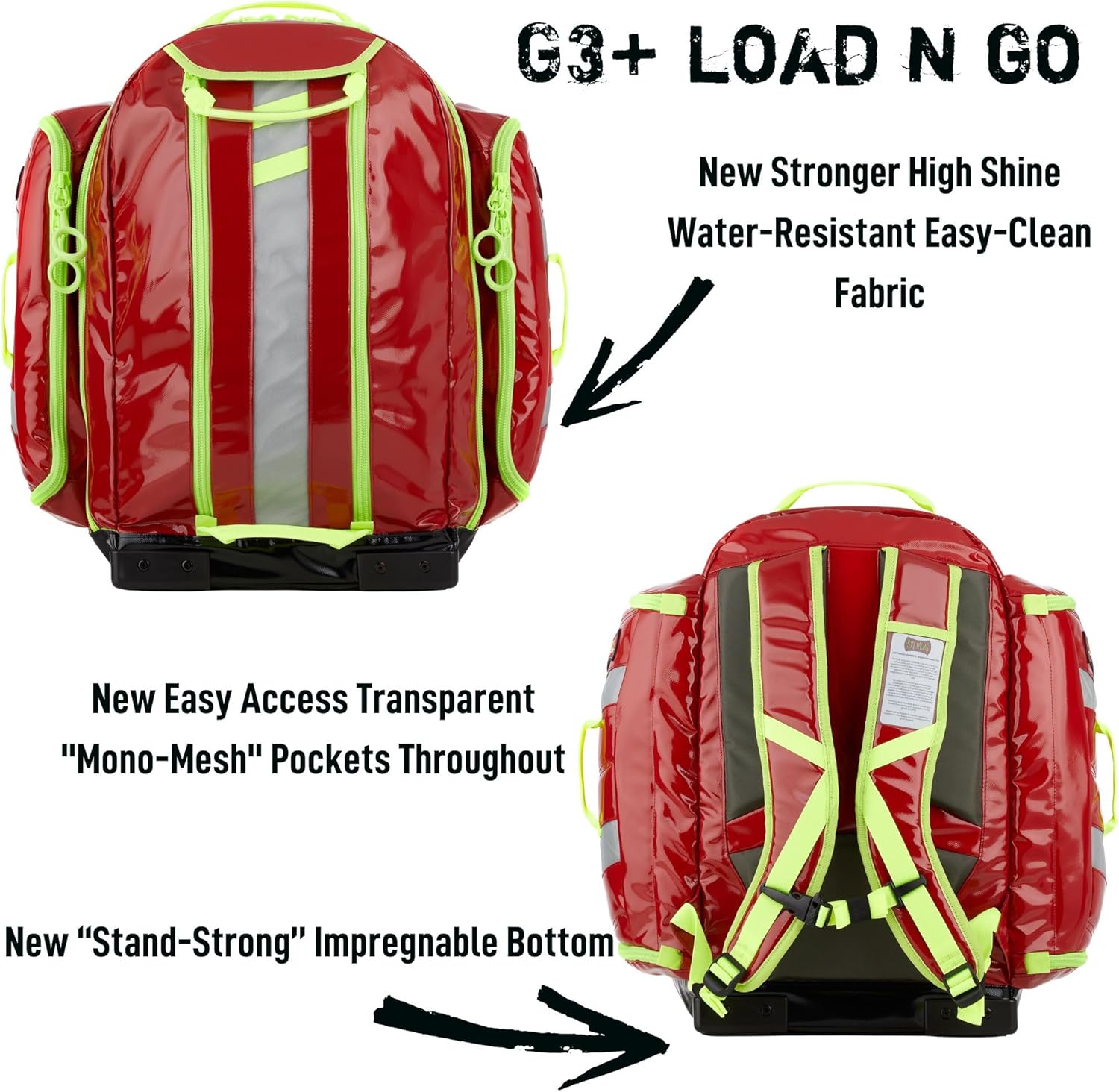 Statpacks New G3+ Load N Go Red, EMT Medic Jump Bag, Quick Access Ambulance, EMS Bag for Firefighters, First Responders