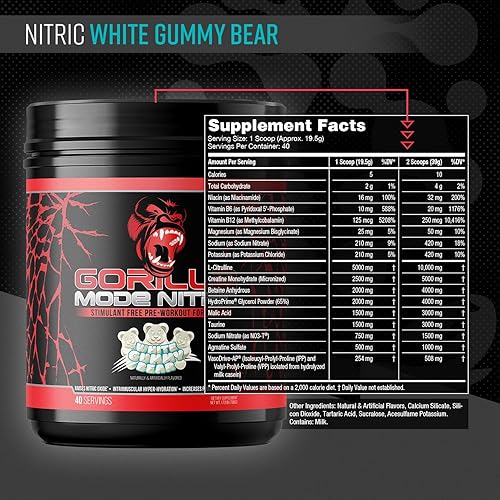 Miniatura 25 de Gorilla Mind - Gorilla Mode Nitric mejorado sin estimulantes antes del entrenamiento - Mejor sabor y más eficaz sin estimulantes antes del