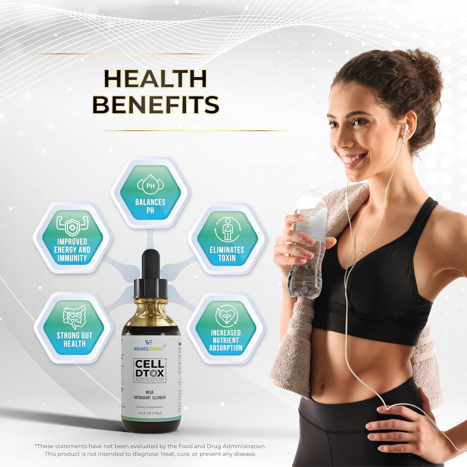 WELLNESS EXTRACT Cell Dtox - Humic, Fulvic Acid & Zeolite, Electrolyte Alkaline Water Mineral Drops with Zero Sugar, Powerful Antioxidant Supplement 4 oz