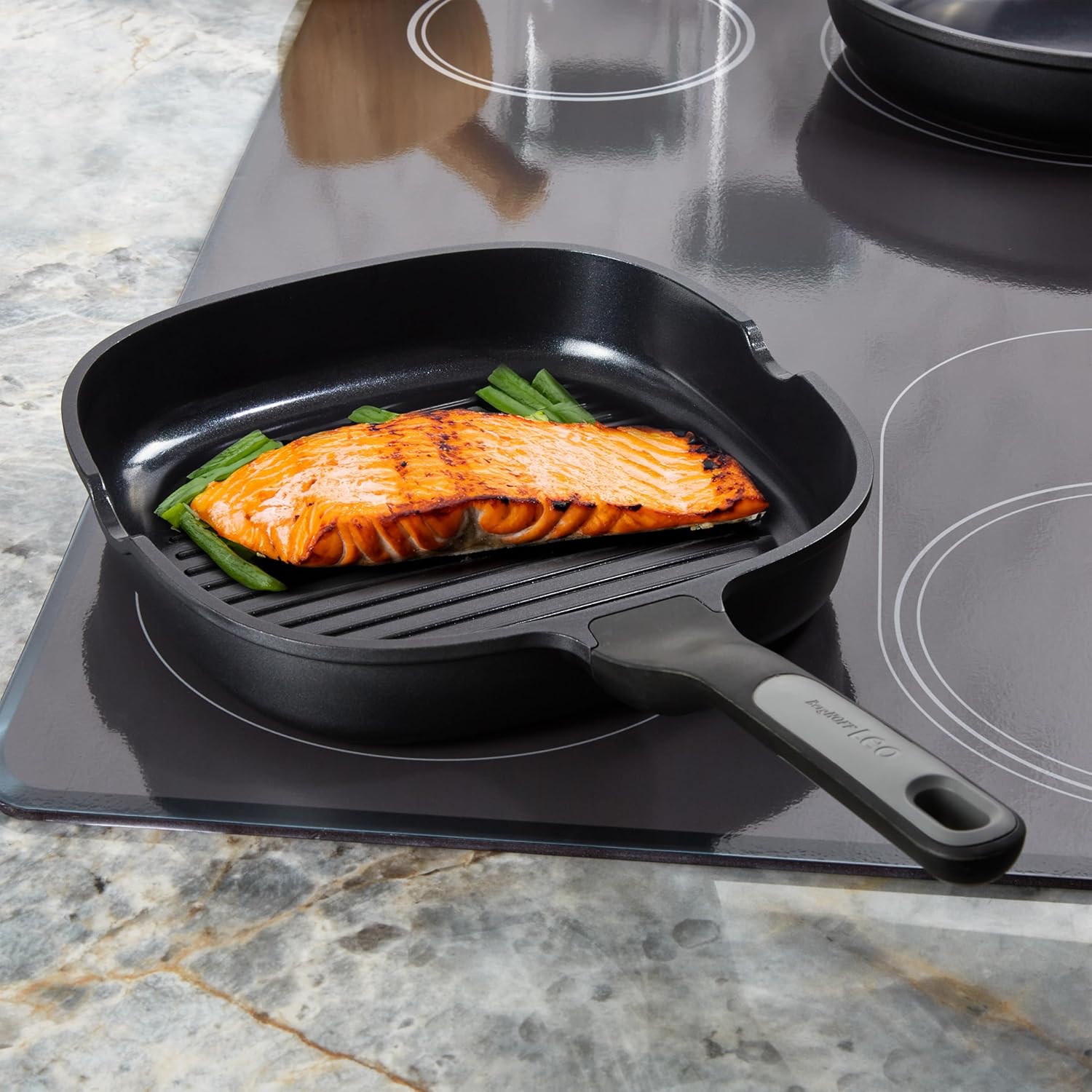 BergHOFF Leo Stone+ 5-piece Nonstick Ceramic Specialty Pan Set with Turner Recycled Material CeraGreen Non-toxic PFAS Free Cookware Stay-cool Handle Induction Ready