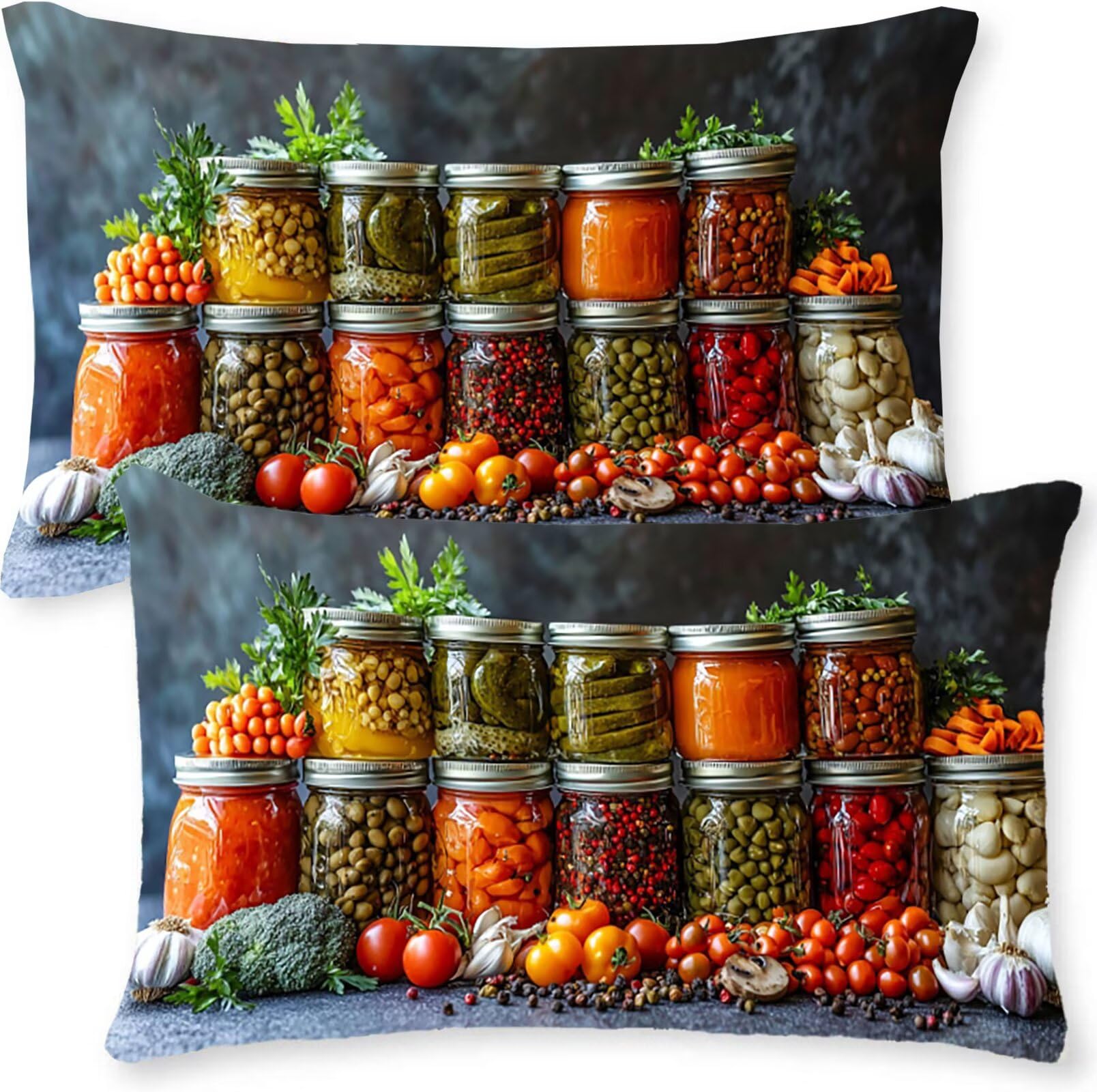 Set di 2 Federe per Cuscini in Velluto 50 x 70 cm Bottiglia Di Vetro Senza Inserto，Cerniera Invisibile Verdure Retangolo Cuscini per Divano Federe Cuscino letto，per Uso Interno Decorativa j0l-80