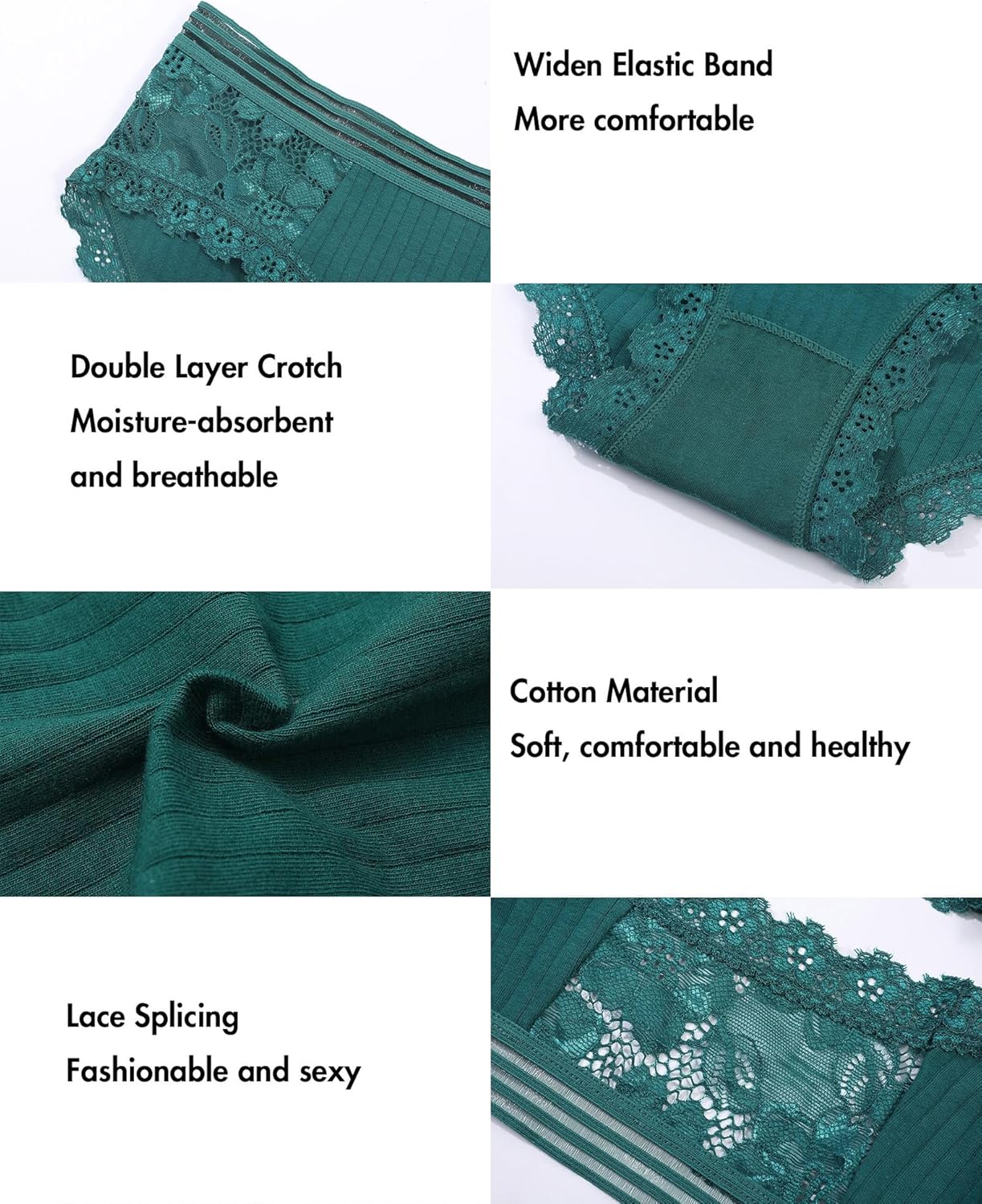 LEVAO Womens Underwear Cotton Bikini Panties Lace Breathable Hipster Panty Stretch Full Briefs Multipacks S-XL - Image 4