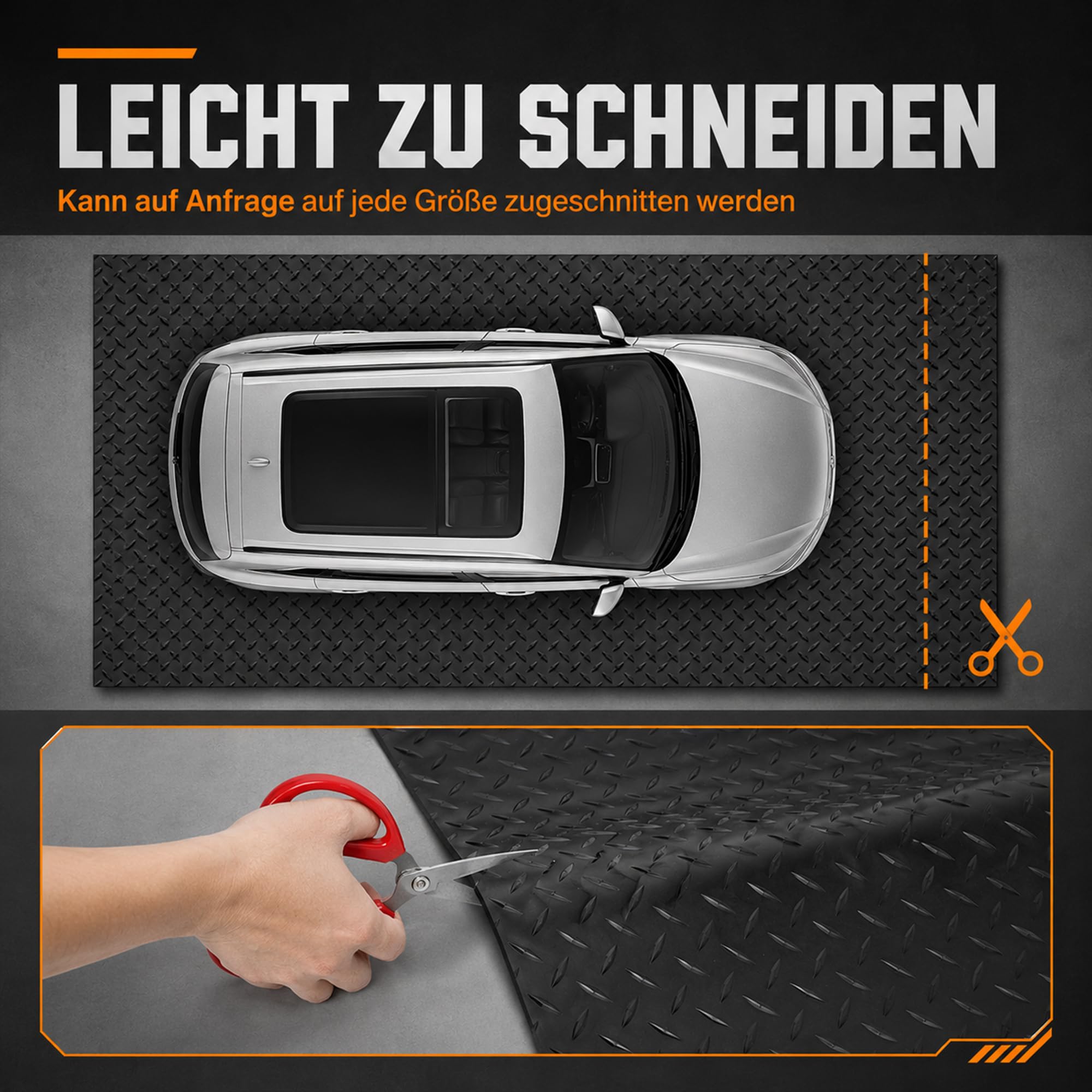 300 x 150 cm Gummimatte Meterware Schutzmatte, garagenboden matten, Noppenmatte Bodenmatte aus Gummi, rutschfest Gummimatte Bodenmatte mit Noppen Gummiläufer für Keller, Werkstatt, Garage | Noppenprofil Für Sicheren Halt, 300x150 cm, Zuschneidbar, für Kel