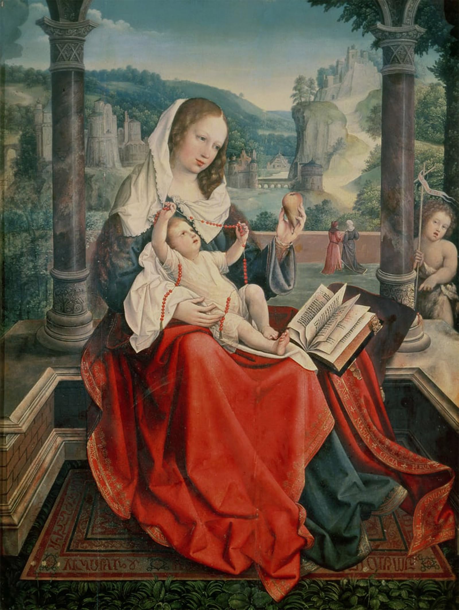 Lienzo de la Virgen y el Niño de 60x90cm, pintura mural vintage para decoración del dormitorio 5