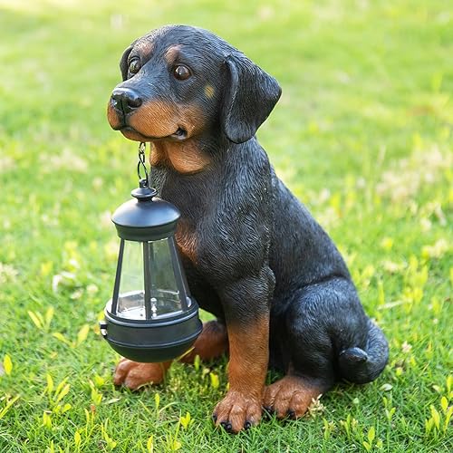 Estatuas de perro de jardín para decoración al aire libre, luces LED solares de 13 pulgadas, estatua de jardín, decoración de cachorro para patio, disponible en Yaxa El Salvador