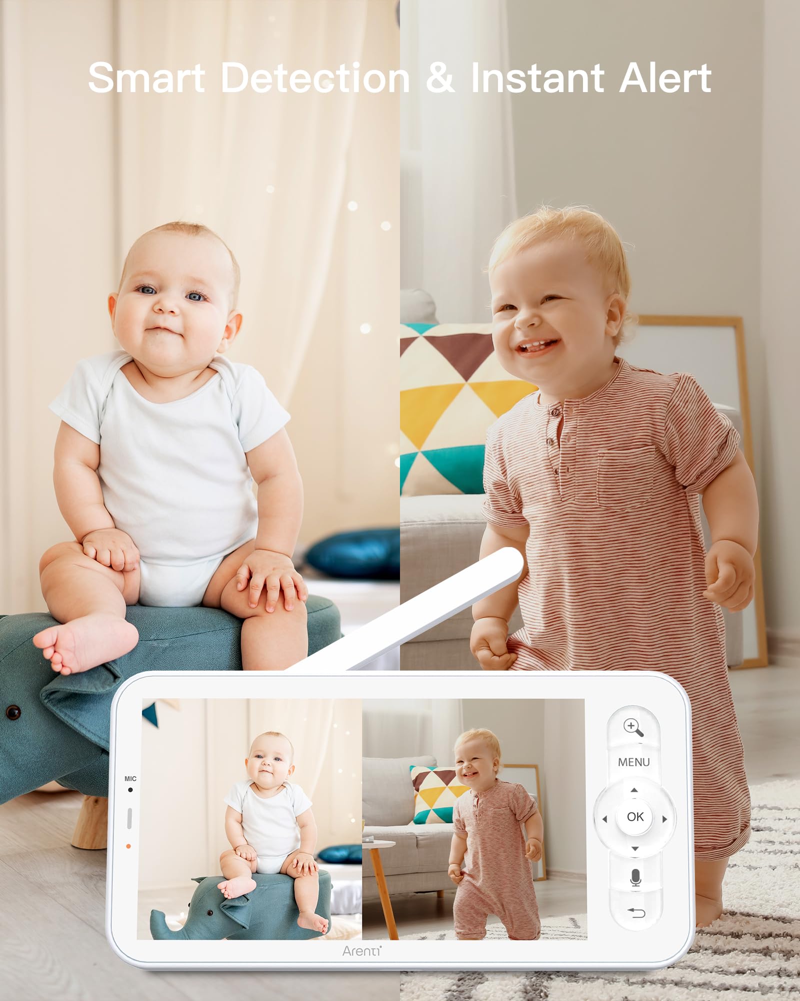 NexiGo Baby Monitor With 5 Inch Split IPS Screen – Video And Audio, White